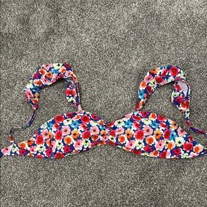 Pink Lily Floral Bikini Top